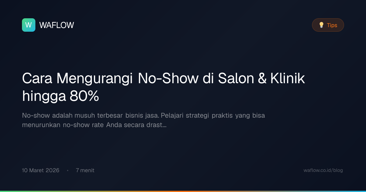 Sampul artikel: Cara Mengurangi No-Show di Salon & Klinik hingga 80%